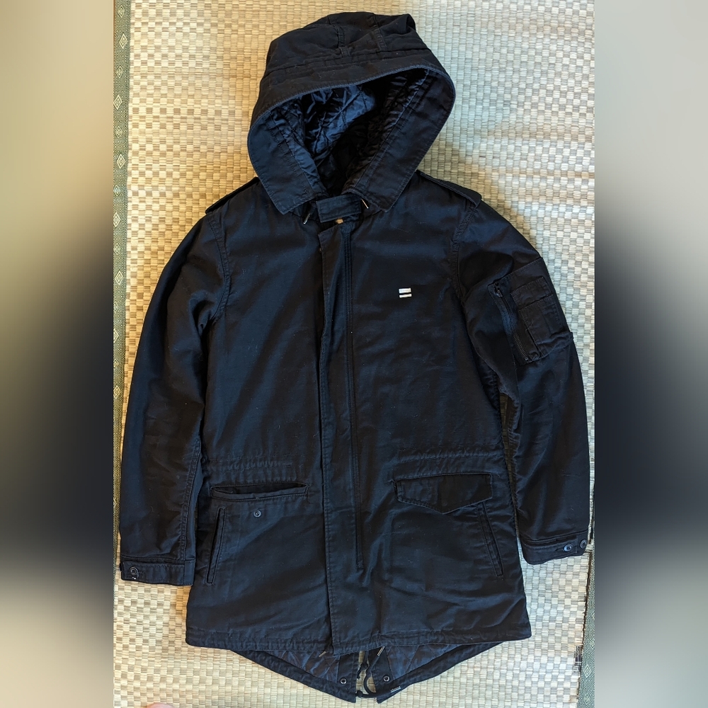 RARE Momotaro Fishtail Quilted Parka Hooded Black Men's Size 40 Made in Japan